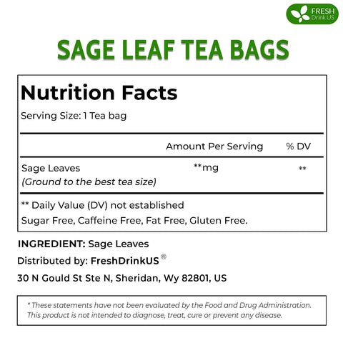 FreshDrinkUS, Premium 50 Mulberry Leaf Tea Bags, 100% Natural & Pure from Mulberry Leaves. Herbal Tea. Made with Natural Material Tea Bags. No Sugar, No Caffeine, No Gluten, Vegan.