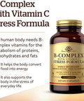 Solgar B-Complex With Vitamin C Stress Formula, 250 Tablets - Energy Metabolism, Nervous System & Immune Support - Non-Gmo, Vegan, Gluten Free, Dairy Free, Kosher, Halal - 125 Servings