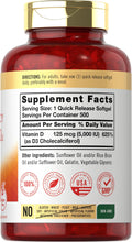 Carlyle Vitamin D3 5000 IU Softgels 500 Count Value Size NonGMO and Gluten Free Supplement High Potency Formula 125mcg