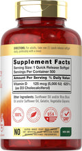 Carlyle Vitamin D3 5000 IU Softgels | 500 Count | Value Size | Non-GMO and Gluten Supplement | High Potency Formula | 125mcg