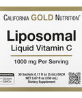 California Gold Nutrition Liposomal Liquid Vitamin C, Unflavored, 1,000 Mg, 30 Sachets