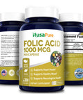 NusaPure Folic 1000mcg 200 Veggie Caps (Non-GMO, Vegetarian & )