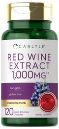 Carlyle Red Wine Extract Capsules | 1000Mg | 120 Count | Non-Gmo And Gluten Free Supplement