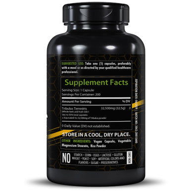 Healthfare Tribulus Terrestris 32,500Mg | 200 Capsules | High Potency Herbal Supplement | Supports Wellness | Non-Gmo | Gluten Free