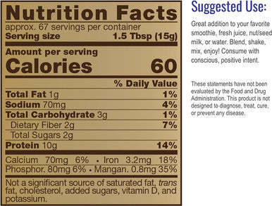 HEALTHFORCE SUPERFOODS Warrior Food, Natural Flavor - 1000 Grams - All-Natural, Plant-Based Protein Powder - Easy to Digest - Organic, Non-GMO, Vegan, Gluten Free - 50 Servings
