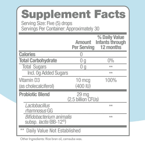Culturelle Baby Probiotic Drops + Vitamin D Immune and Digestive Health Support For Babies Infants and Newborns 012 Months 30 Day Supply Gluten and NonGmo 9Ml