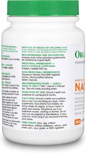 Organika Nac (N-Acetyl-L-Cysteine) 500Mg- Supports Antioxidant Glutathione Levels, Immune System Support, Liver And Detox Support- 90 Caps