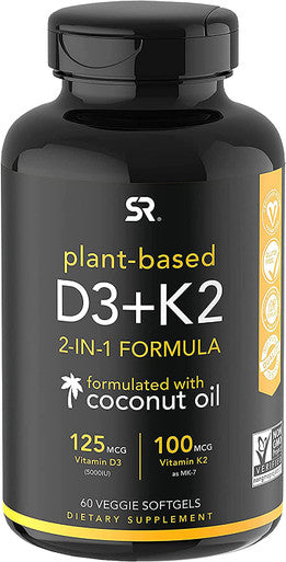 Sports Research Vitamin D3K2 5000Iu 60Ct Mct Oil C8 C10 C12 32Oz Bundle