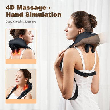 Cordless Neck Massager With Heat, 4D Deep Tissue Kneading Massage, Shiatsu Neck And Shoulder Massage Pillow For Neck, Traps, Back And Leg Pain Relief, Gifts