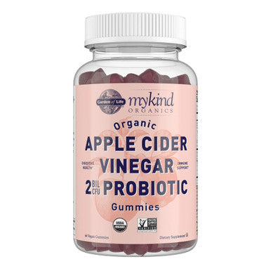 Apple Cider Vinegar Probiotic Gummies by Garden of Life mykind Organics - USDA Organic ACV Gummy Vitamins, 2 Billion CFUs, Whole Food Vitamin B12 - 60 Vegan, Non-GMO Gummies for Digestion & Immunity