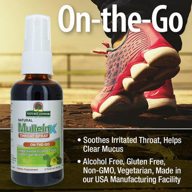 Nature'S Answer Mullein X Throat 2 Ounce Spray - Cold and Flu Support Natural Throat Soothing Clears Mucus Gluten Non GMO Vegetarian Natural Peppermint Flavor - Mullein Drops for Lungs
