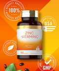 Zinc 100mg with Vitamin C | 180 Softgels | Non-GMO, Gluten Free Supplement | by Carlyle