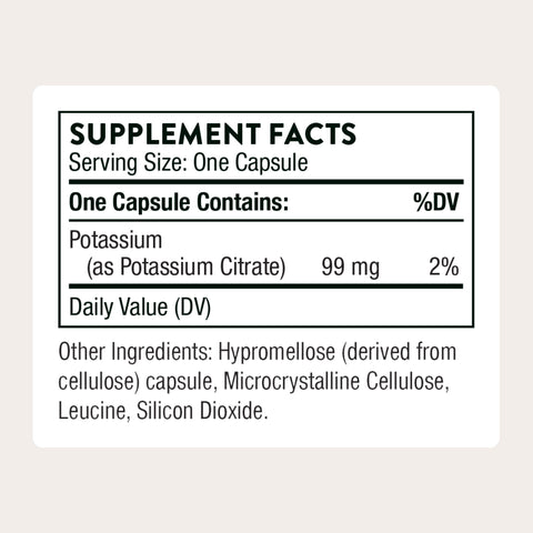 Thorne - Potassium Citrate - Essential Electrolyte Supplement For Muscle Function Heart Health Nerve Function & Urinary Tract Health Support - Third-Party Certified - Gluten-Free 90 Capsules