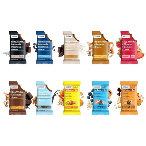 Rx Protein Bar Assorted Variety Pack, 20 Count ÃƒÂ¢Ã¢â€šÂ¬Ã¢â‚¬Å“ Chocolate Sea Salt, Blueberry, Coconut Chocolate, Peanut Butter, Strawberry, Peanut Butter Chocolate, Vanilla Almond, Honey Cinnamon Peanut Butter, Blueberry Cashew Butter & Dark Chocolate Peanut Butter