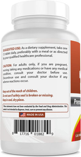 Best Naturals Calcium Magnesium Potassium - 120 Tablets - Non-GMO & Gluten