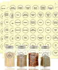 Spice Labels, 432Pcs Spice Labels Stickers 1.4in Waterproof Adhesive Round Preprinted Spice with Blank Label Black Tear Resistant Sticker for Kitchen Jars Caps Food Containers Spice Organizers