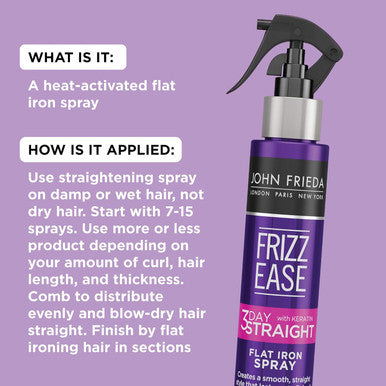 John Frieda Frizz Ease 3-Day Flat Iron Spray Heat-Activated Straightening Spray To Block Out Frizz With Keratin Protein 3.5 Ounce (Pack Of 6)