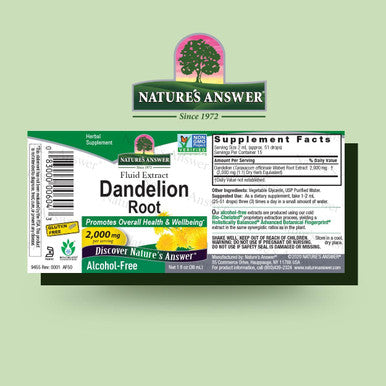 Nature'S Answer Alcohol Dandelion Root 2000mg 1oz Extract | Promotes Overall Well-Being | Immune Support | Cleanses and Detoxes | Gluten- Non-GMO Vegan | Single Count