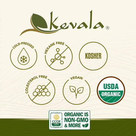 Kevala Extra Virgin Organic Olive Oil - Gluten-Free and Cholesterol-Free Oil Perfect for Frying and Cooking, Smooth Base for a Ranch Dressing, Cold Pressed and Unrefined, Bulk Size 128 oz