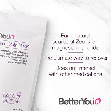 BetterYou Pure and Clean Bath Magnesium Flakes Bath Salts for Sleep, 47% Concentration, 35 Ounce