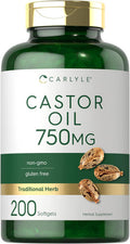 Carlyle Castor Oil 750mg | 200 Softgels | Traditional Herb | Non-GMO Gluten Supplement