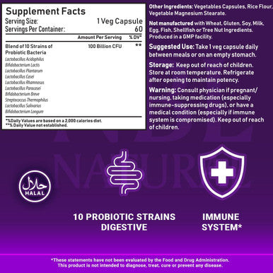 Nbl Natural NBL Natural Probiotic-10 100 Billion with 10 Probiotic Strains 60 Veg Capsules