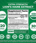 Zazzee Usda Organic Lion'S Mane 20:1 Extract, 16,000 Mg Strength, 120 Vegan Capsules, 60 Day Supply, Standardized And Concentrate