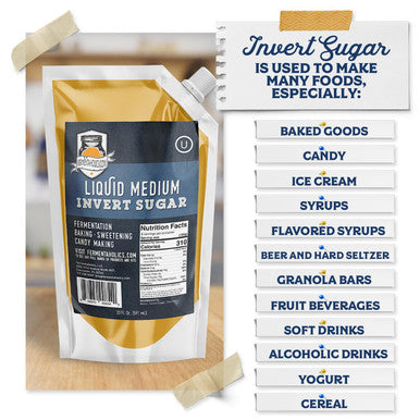 Fermentaholics Liquid Invert Sugar Syrup - Great For Fermentation Baking Sweetening Candy Making Ice Cream - 20 Fl Oz - Ferment Hard Seltzer - Inverted Sugar Syrup Resealable Easy Pour Spout (1)