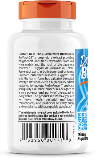 Best Trans Resveratrol 100 Featuring Resvinol-25 60 Veggie Caps By Doctors Best