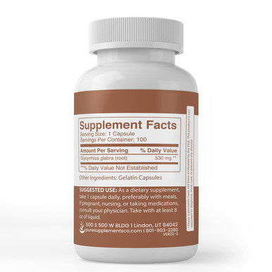 PURE ORIGINAL INGREDIENTS Licorice Root Extract (100 Capsules) Always Pure, No Additives Or Fillers, Lab Verified