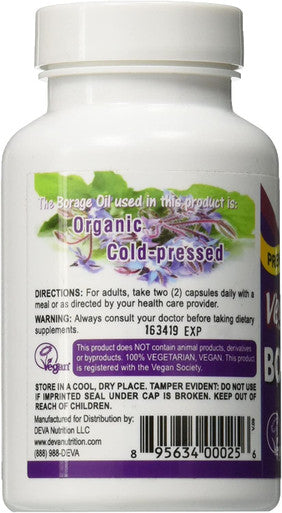 DEVA Vegan Vitamins Vegan Borage Oil 500 mg Vcaps, 90-Count Bottle