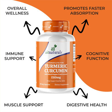 Aitnaturals Turmeric Curcumin - 1510 mg (90 Capsules)| 95% Curcuminoids with Black Pepper Extract| Advanced Absorption for Cardiovascular Health and Joint & Muscle Support | Digestive and Antioxidant