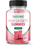 Built Nature Hair Vitamins - Ultra Strength Biotin 5000 Mcg With Vitamins C, E, D & B12 - Supports Hair Growth, Strength & Health - Vegetarian, Non-Gmo, Gluten-Free Gummy Supplement - Biotin For Women, 60 Gummies
