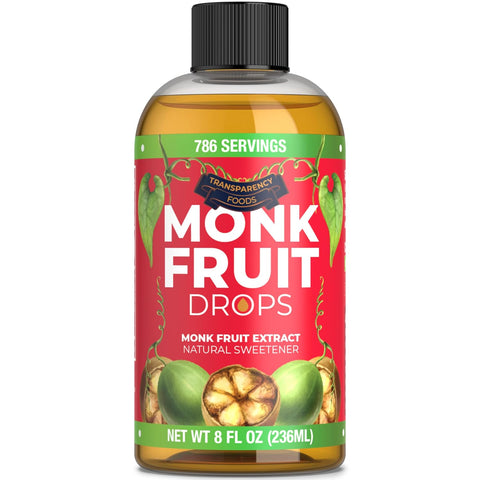 Monk Fruit Extract (6 Drops = 1 Tsp of Sugar) Zero Calories, Non-GMO, No Fillers - Liquid Monk Fruit Sweetener No Erythritol by Transparency Foods NEW FORMULA (1.7oz, 167 servings)
