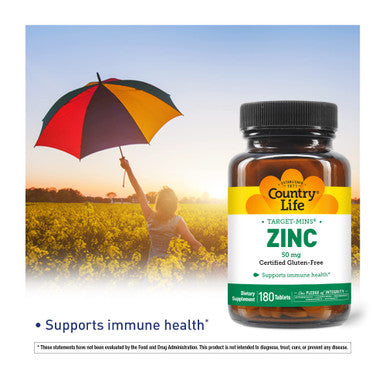 Country Life Target Mins Zinc 50 Mg - 180 Tablets