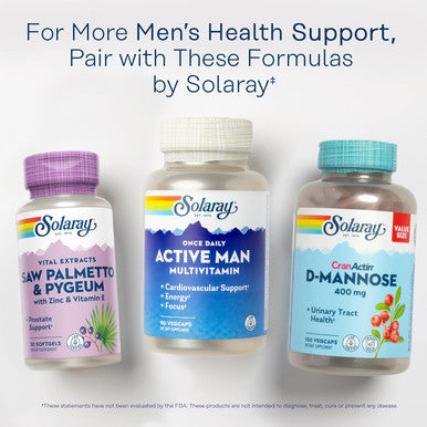 Solaray Saw Palmetto And Pygeum - Saw Palmetto For Men W/Pygeum Bark, Zinc, Vitamin E, Pumpkin Seed Oil - Prostate Supplements For Men W/Beta Sitosterol - 60-Day - 30 Servings, 30 Softgels