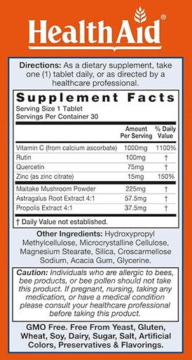 HealthAid Wintervits - Vitamin C, Zinc, Maitake - 30 Vegan Tablets