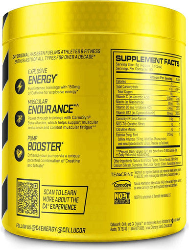 C4 Original Pre Workout Powder Pink Lemonade Sugar Free Preworkout Energy for Men & Women 150mg Caffeine + Beta Alanine + Creatine - 60 Servings
