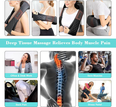 Neck Massager, Shiatsu Back Neck And Shoulder Massager With Heat - Deep Tissue 4D Kneading Massage Pillow For Body Muscle Pain Relief, Use At Home, Office, Car- Best Gifts For Women Men Mom Dad