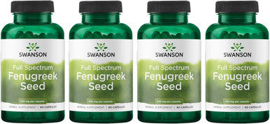 Swanson Full Specturm Fenugreek Seed - Herbal Supplement - (610 Milligrams 90 Capsules) 4 Pack