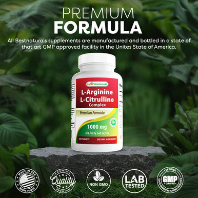 Best Naturals L-Arginine L-Citruline Complex Tablets 250 Count
