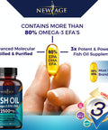 Omega 3 Fish Oil 2500mg Supplement by New Age ÃƒÂ¢Ã¢â€šÂ¬Ã¢â‚¬Å“ Immune & Heart Support ÃƒÂ¢Ã¢â€šÂ¬Ã¢â‚¬Å“ Promotes Joint, Eye, Brain & Skin Health - Non GMO 90 Softgels - EPA, DHA Fatty Acids Gluten Free