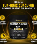 30 in 1 Turmeric Curcumin + Ginger Capsules, 95% Curcuminoids, Equivalent to 20000mg, with Ginger, Ginseng, Garlic Bulb, Bromelain, Moringa, Black Pepper, Joint Inflammatory & Absorption Support