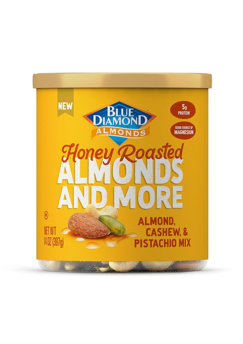 Blue Diamond Almonds Mixed Nuts Roasted Sea Salt Deluxe Snack Nuts Almonds Pistachios and Cashews 14oz. Can (Pack of 1)