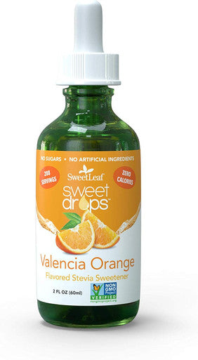 Sweetleaf Stevia Sweetener Drops Bundle - Vanilla Creme and Valencia Orange Flavors 4 Oz and 2 Oz