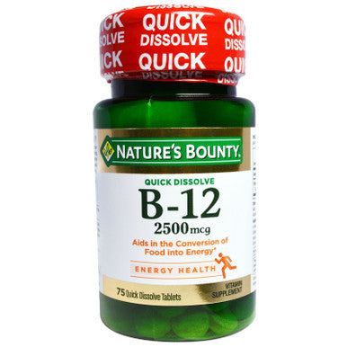 Nature's Bounty B-12 Natural Cherry Flavor 2500 Mcg 75 Quick Dissolve Tablets