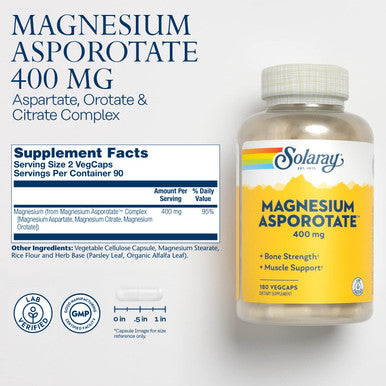 Solaray Magnesium Asporotate 400 mg 180 VegCaps