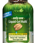 Irwin Naturals Only One Liquid-Gel Multi - No Iron Daily Essential Vitamins Minerals Antioxidants Omega-3 & Green Super Foods - 60 Liquid Softgels