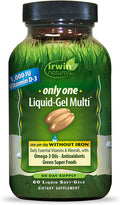 Irwin Naturals Only One Liquid-Gel Multi - No Iron Daily Essential Vitamins Minerals Antioxidants Omega-3 & Green Super Foods - 60 Liquid Softgels