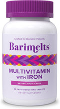 Barimelts Bariatric Multivitamin With Iron, 60 Fast-Dissolving Tablets (1-Month Supply), Sugar- Bariatric Vitamins For Women, Natural Fruit Flavor